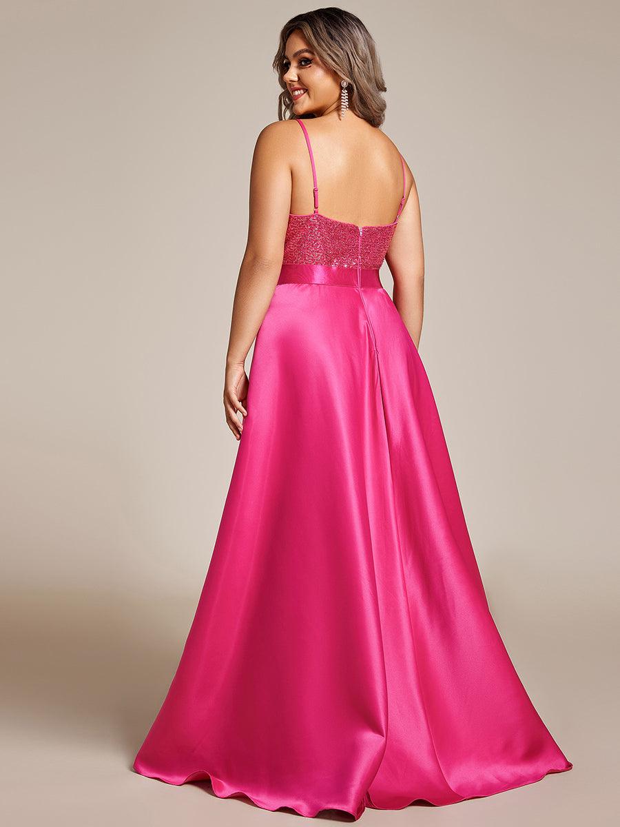 Robe de Bal Scintillante Sexy avec Dos Nu et Ourlet Irrégulier #Couleur_Rose Vif