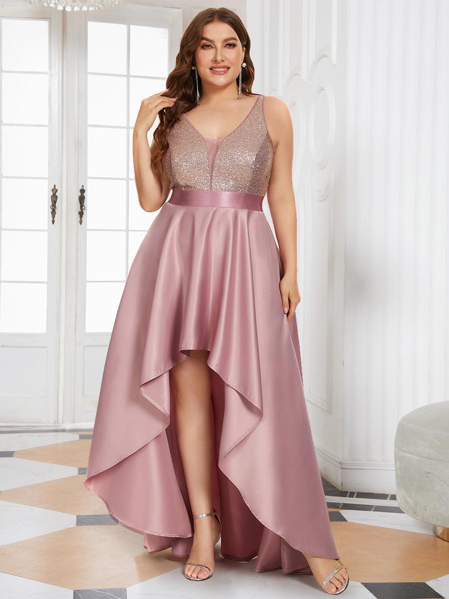 Robe de Bal Scintillante Sexy avec Dos Nu et Ourlet Irrégulier #Couleur_Orchidee