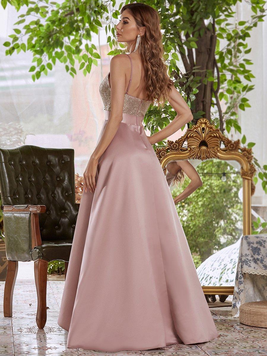 Robe de Bal Scintillante Sexy avec Dos Nu et Ourlet Irrégulier #Couleur_Orchidee
