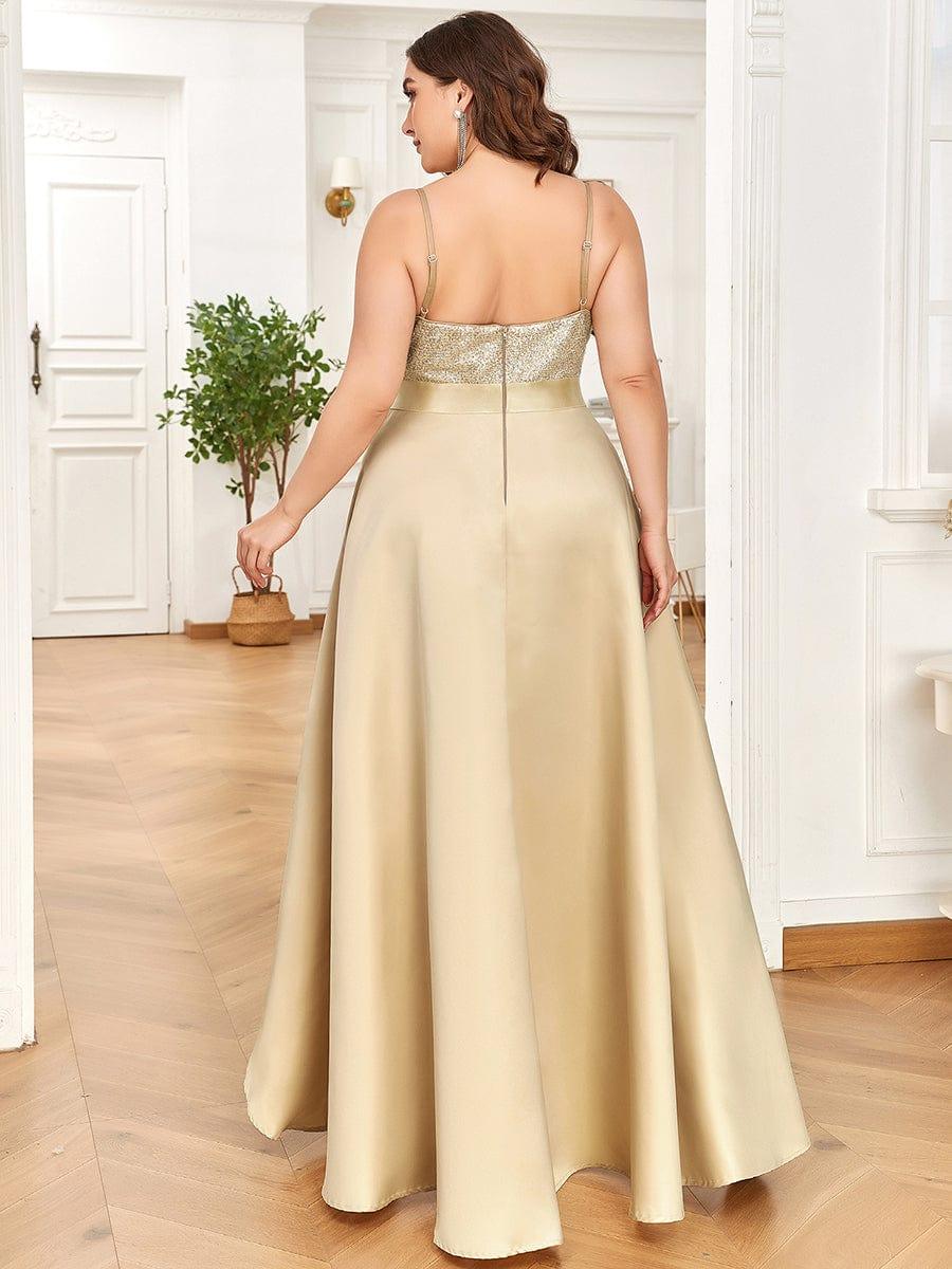 Robe de Bal Scintillante Sexy avec Dos Nu et Ourlet Irrégulier #Couleur_Or Rose