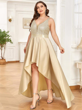 Robe de Bal Grande Taille Scintillante Sexy avec Dos Nu et Ourlet Irrégulier