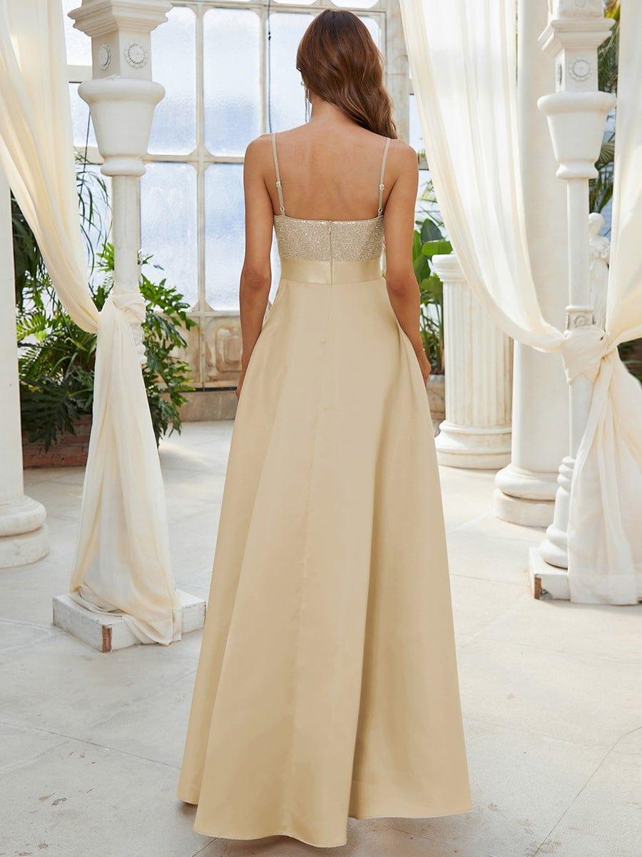Robe de Bal Scintillante Sexy avec Dos Nu et Ourlet Irrégulier #Couleur_Or Rose