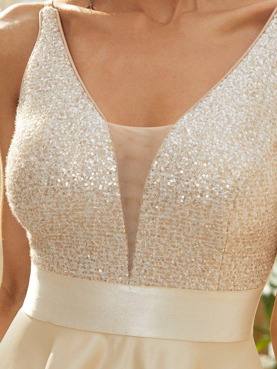 Robe de Bal Scintillante Sexy avec Dos Nu et Ourlet Irrégulier #Couleur_Or Rose