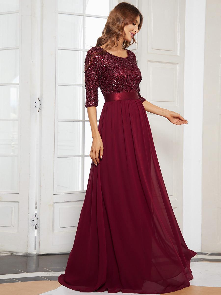 Taille personnalisée Robe de soirée encolure ronde sequins