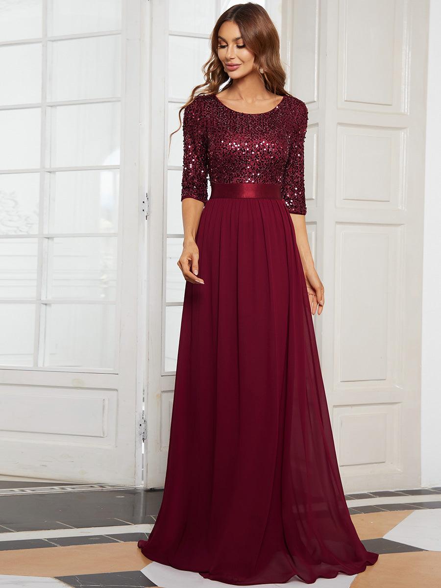 Taille personnalisée Robe de soirée encolure ronde sequins