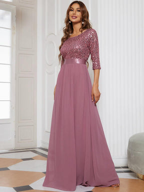 Taille personnalisée Robe de soirée encolure ronde sequins