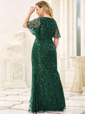 Robe de Soirée Longue Grande Taille Sirène à Pailletée à Col en V