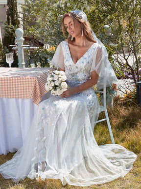 Robe de mariée moderne brodée longue au sol en sequins