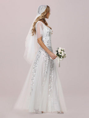 Robe de mariée moderne brodée longue au sol en sequins