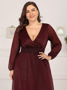 Robe de Cérémonie Grande Taille Longue Brillante à Col en V