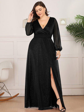 Robe de Cérémonie Grande Taille Longue Brillante à Col en V