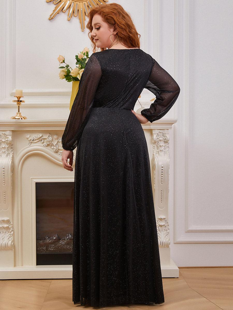 Robe de Cérémonie Grande Taille Longue Brillante à Col en V