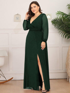 Robe de Cérémonie Grande Taille Longue Brillante à Col en V