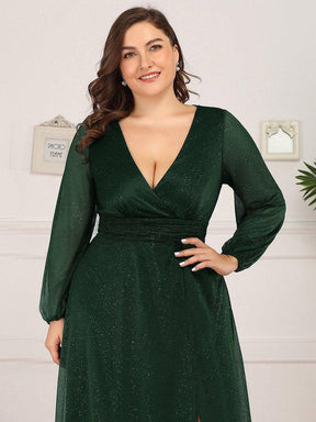 Robe de Cérémonie Grande Taille Longue Brillante à Col en V