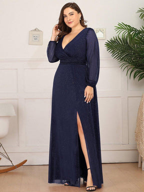 Robe de Cérémonie Grande Taille Longue Brillante à Col en V