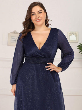 Robe de Cérémonie Grande Taille Longue Brillante à Col en V