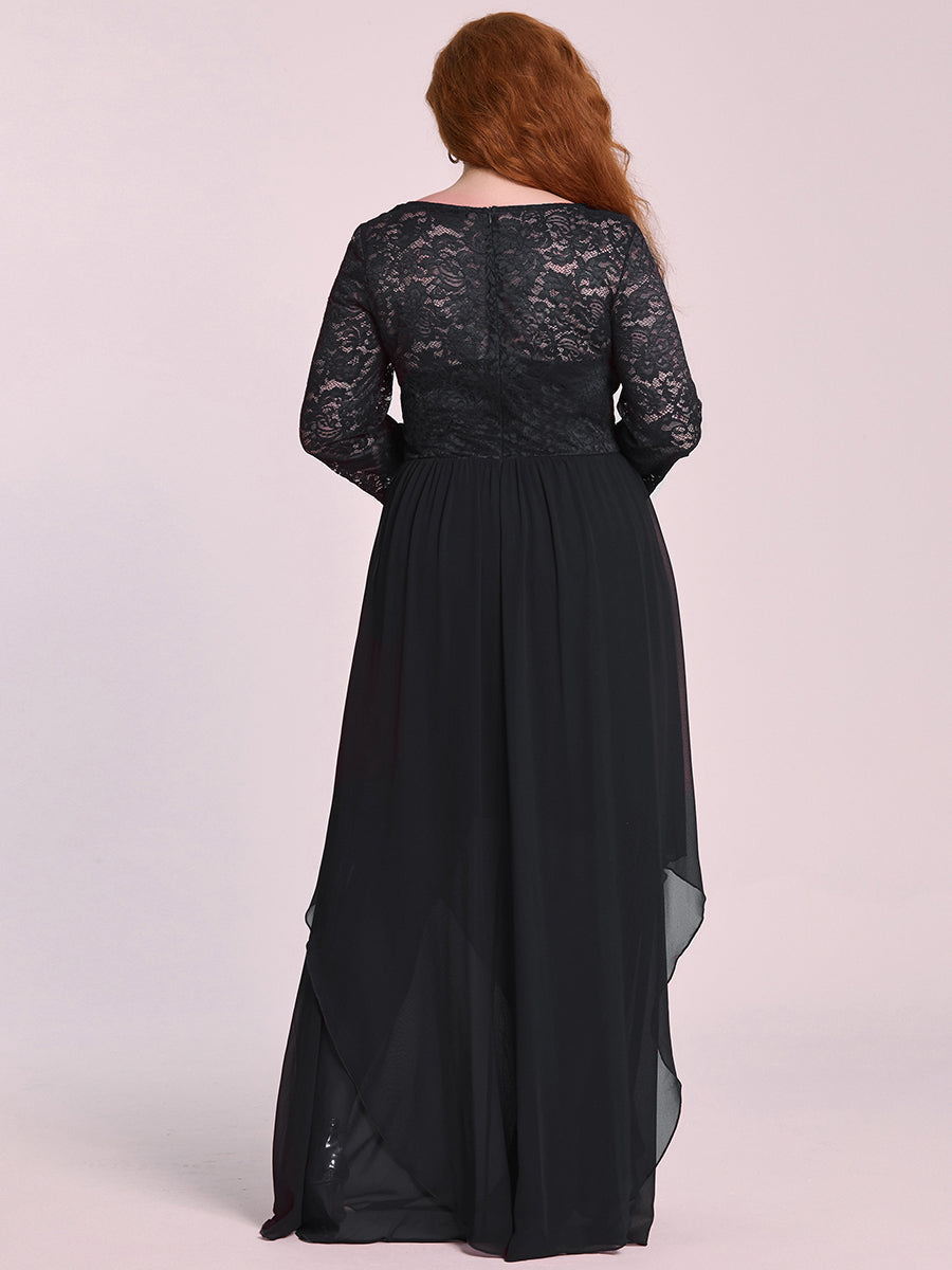 Color=Noir | Robes de mariée classiques en dentelle flottante à manches longues pour femmes-Noir 2