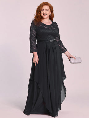 Color=Noir | Robes de mariée classiques en dentelle flottante à manches longues pour femmes-Noir 4