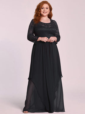 Color=Noir | Robes de mariée classiques en dentelle flottante à manches longues pour femmes-Noir 5