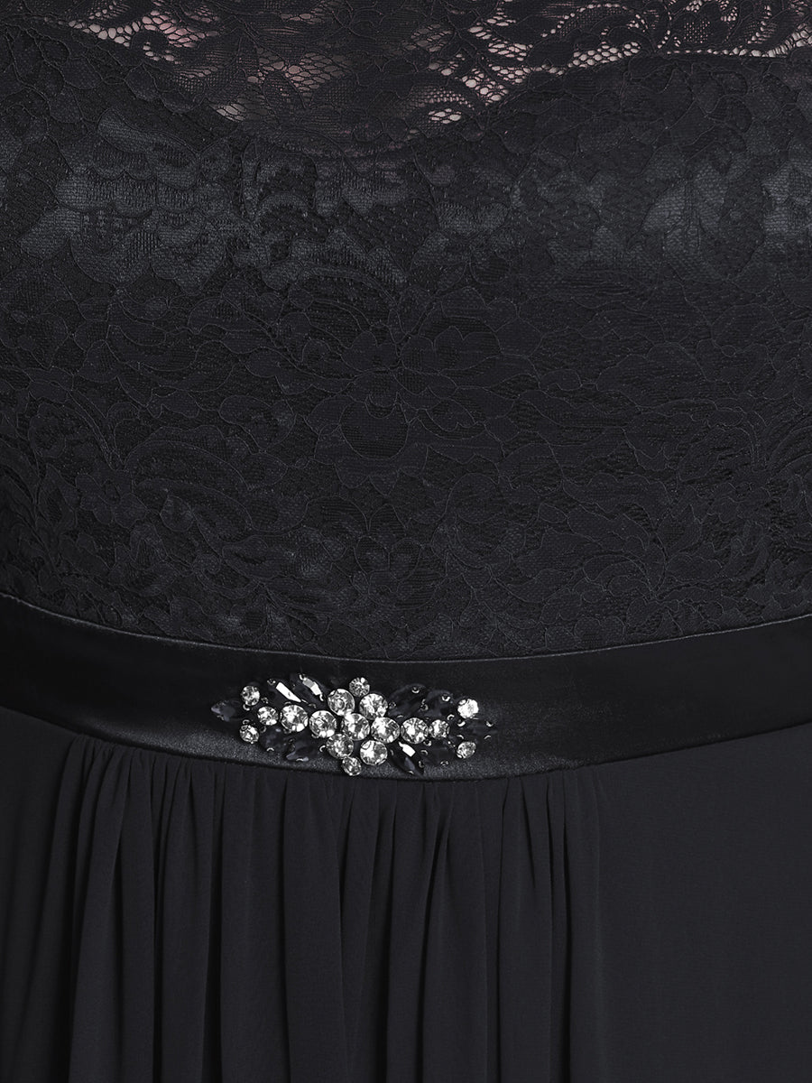 Color=Noir | Robes de mariée classiques en dentelle flottante à manches longues pour femmes-Noir 3