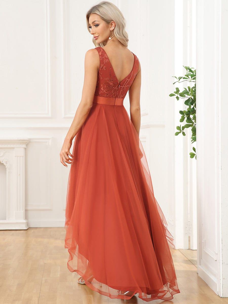 Robes de soirée en Tulle à Paillettes High Low Asymétrique #Couleur_Burnt Orange