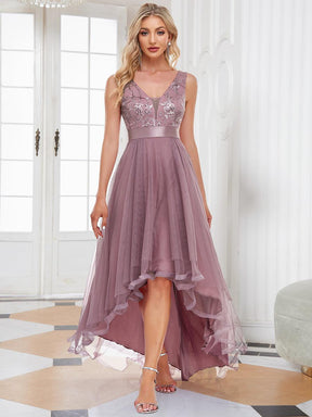 Taille personnalisée Robes de bal Tulle Paillettes High Low Asymétrique