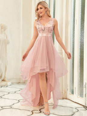 Taille personnalisée Robes de bal Tulle Paillettes High Low Asymétrique