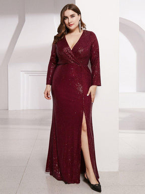 Robe de Soirée Grande Taille Brillante à Paillettes avec Fente