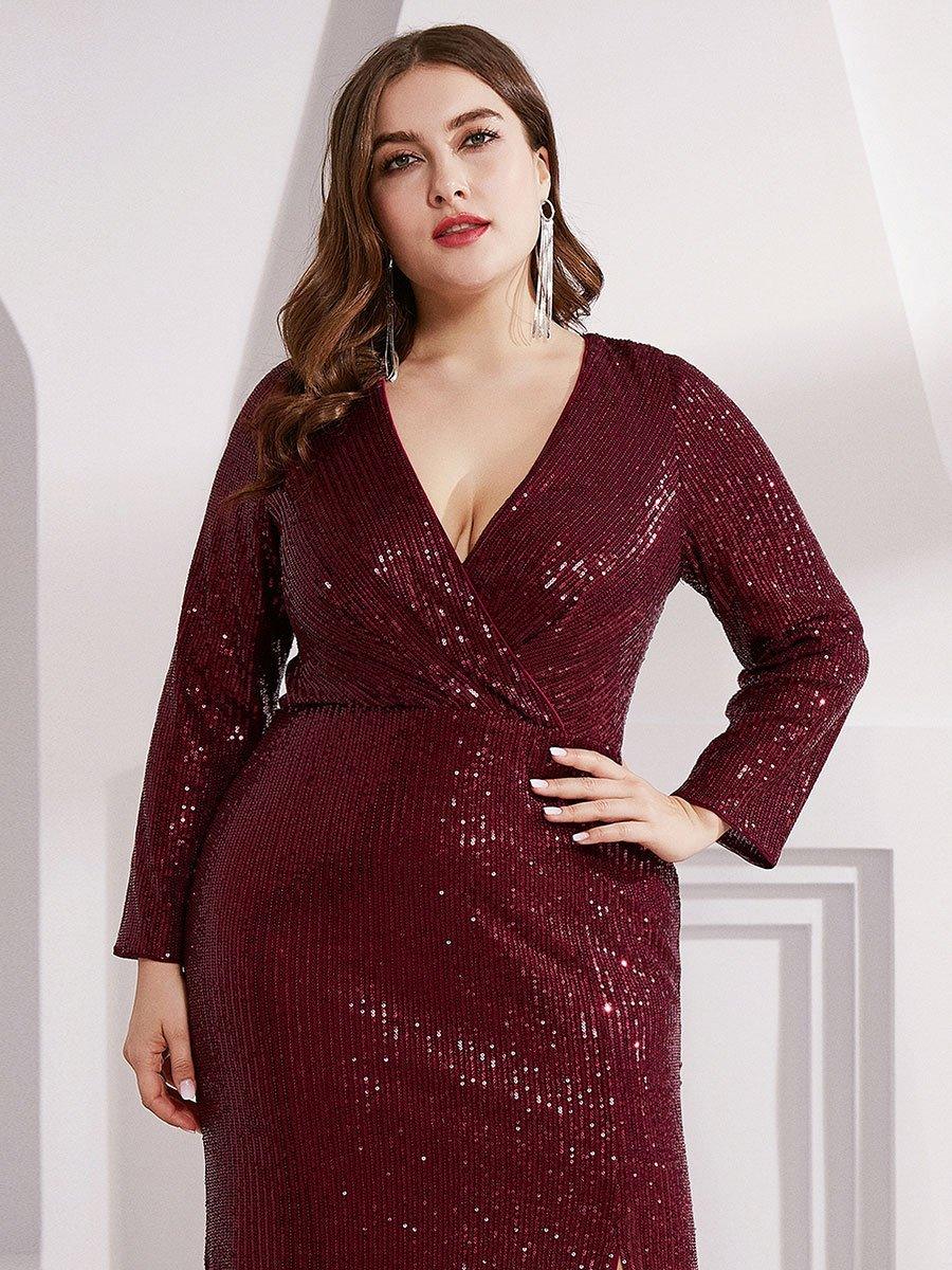 Robe de Soirée Grande Taille Brillante à Paillettes avec Fente