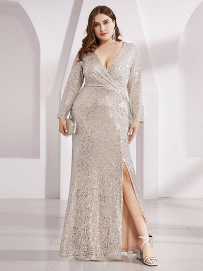 pretty NYX|Robe de Soirée Grande Taille Brillante à Paillettes avec Fente