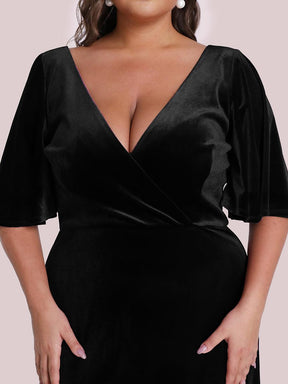 Robe de Soirée Longue élégante en Velours à Col en V Pour Femmes Grande taille