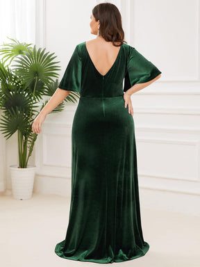 Robe de Soirée Longue élégante en Velours à Col en V Pour Femmes Grande taille