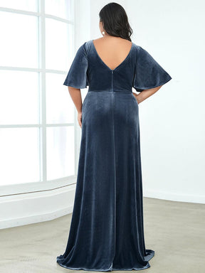 Robe de Soirée Longue élégante en Velours à Col en V Pour Femmes Grande taille