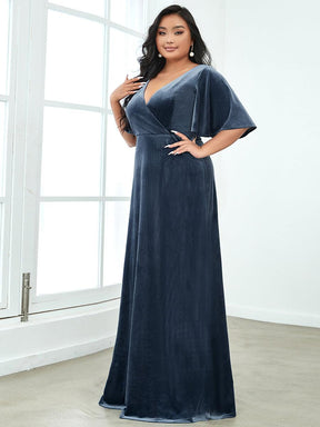 Robe de Soirée Longue élégante en Velours à Col en V Pour Femmes Grande taille