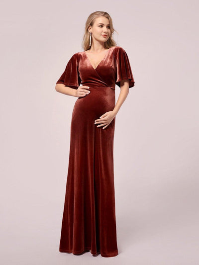 ever REINE|Robe de soirée en velours à col en V