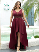 Robe de cocktail asymétrique haute taille grande taille pour femmes #Couleur_Bordeaux