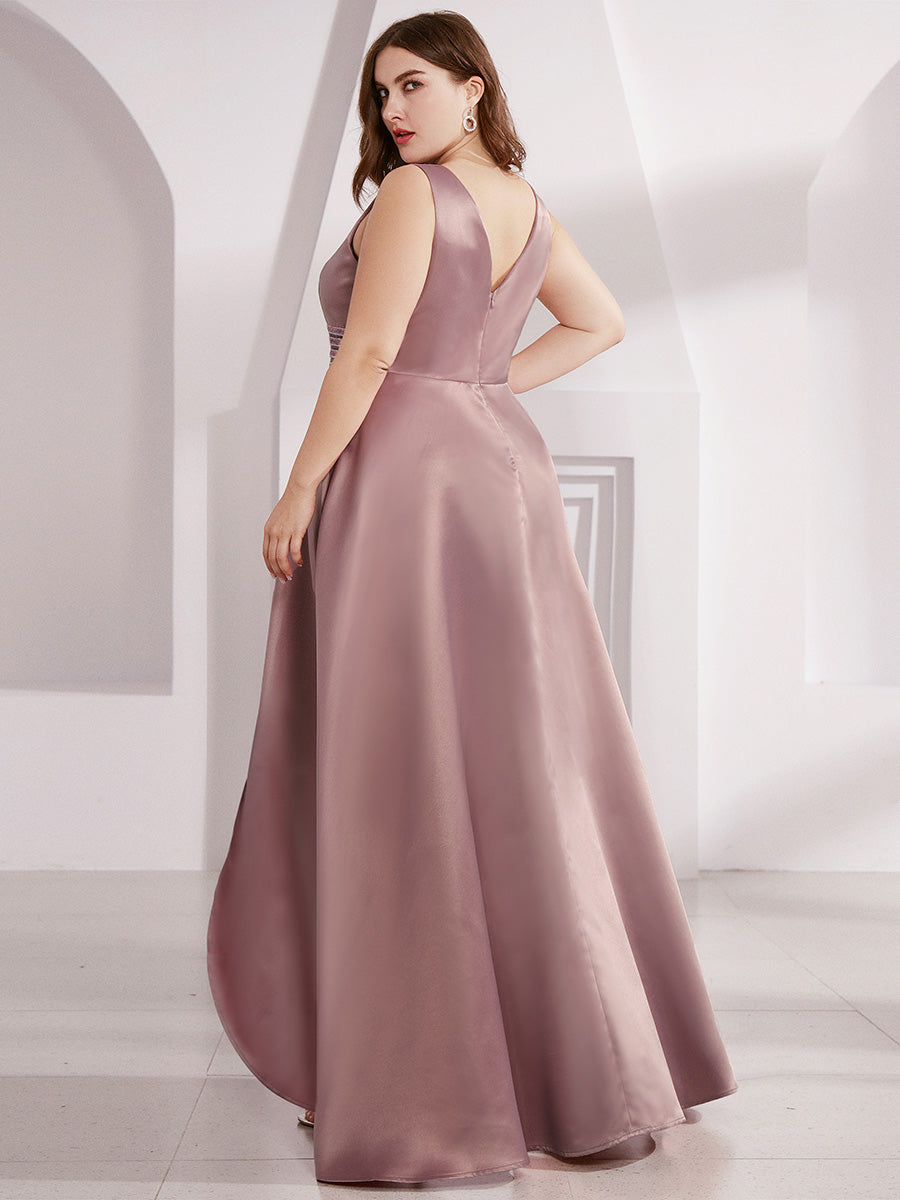 Robe de cocktail asymétrique haute taille grande taille pour femmes #Couleur_Orchidee
