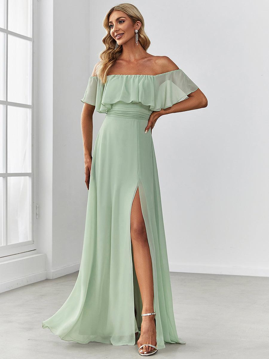 Taille personnalisée Robes de Demoiselle d'Honneur fentes à la cuisse pour femmes #Couleur_Menthe Verte