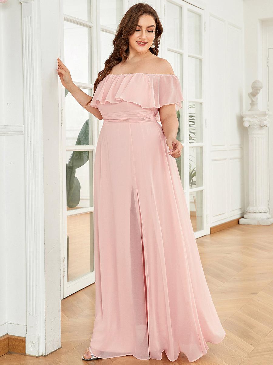 Robe de soirée Grande taille à volants et épaules dénudées