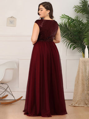 Robe de Soirée Longue à Paillettes et Col en V Profond