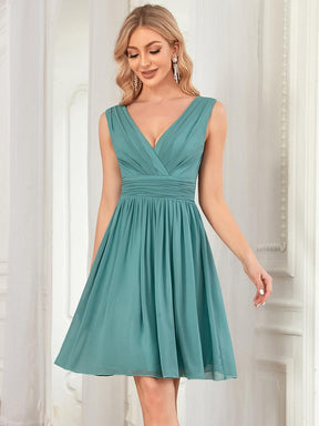 Robes de Cocktail élégante Mi-Longue Chiffon à Col V
