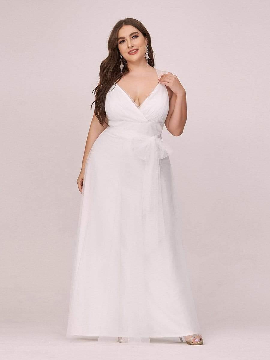 Grande taille Maxi long double col V Tulle Robes de mariée