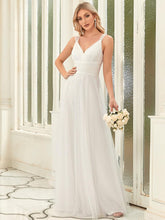 Robes de Mariée en tulle à double col en V et longueur au sol #Couleur_Creme