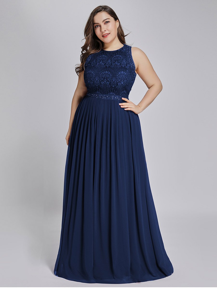 Robe de Soirée Grande Taille longue Taille Haute en Dentelle