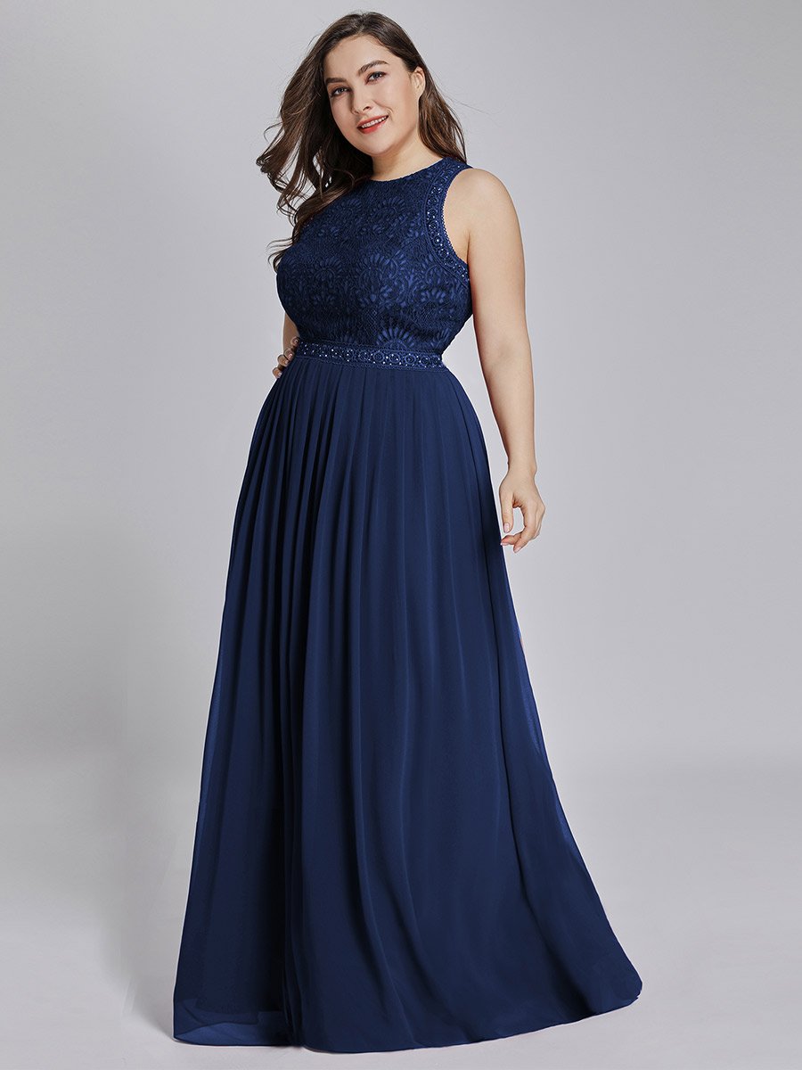 Robe de Soirée Grande Taille longue Taille Haute en Dentelle