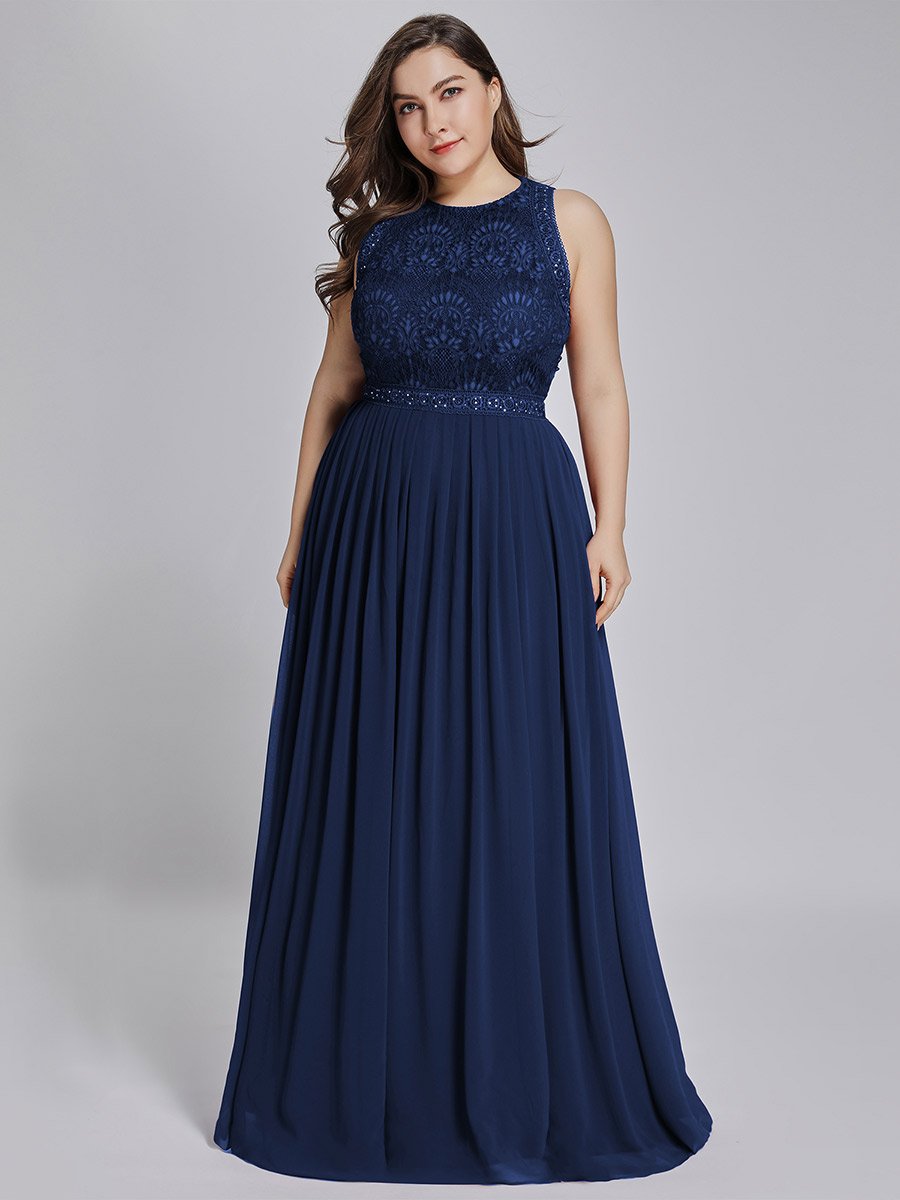 Robe de Soirée Grande Taille longue Taille Haute en Dentelle