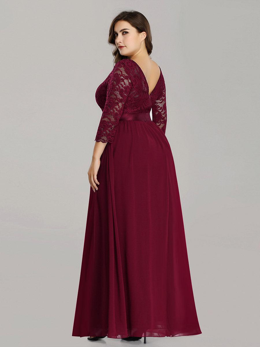 Dentelle transparente sexy longue Robe de soirée #Couleur_Bordeaux
