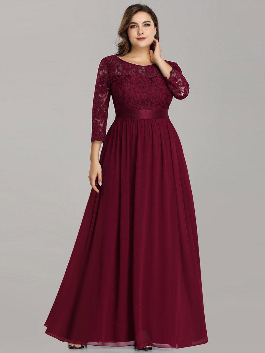Dentelle transparente sexy longue Robe de soirée #Couleur_Bordeaux