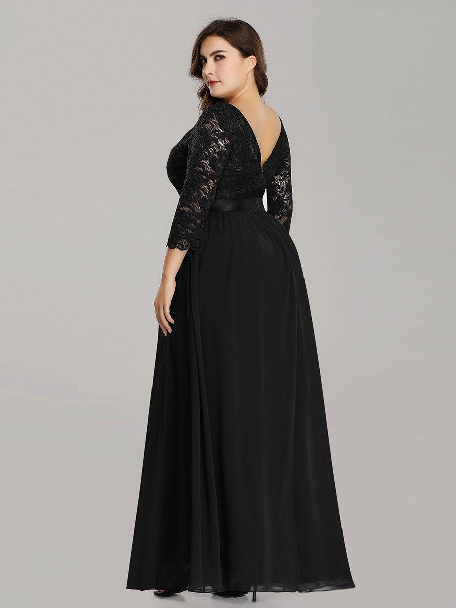 Dentelle transparente sexy longue Robe de soirée #Couleur_Noir