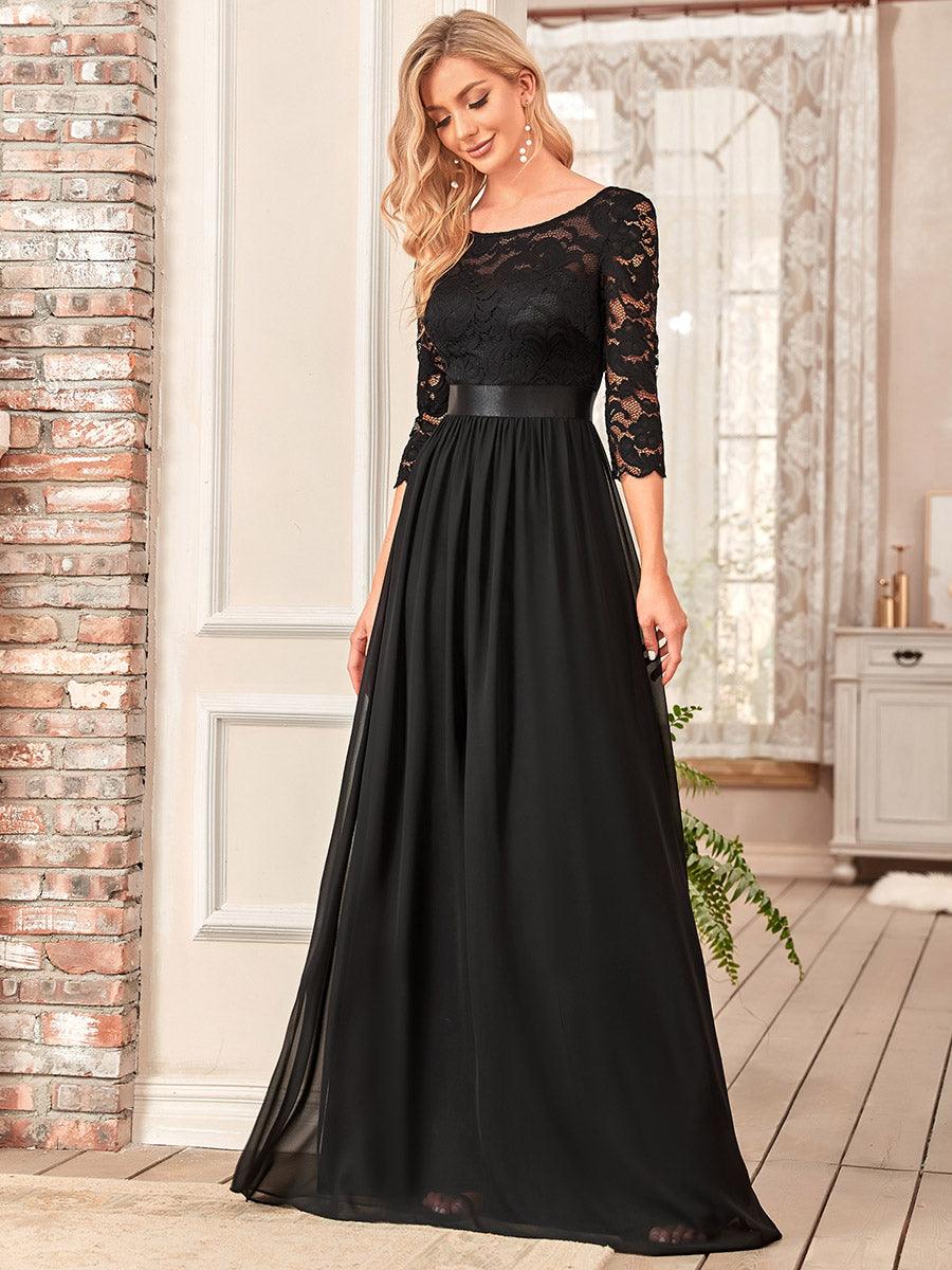 Dentelle transparente sexy longue Robe de soirée #Couleur_Noir
